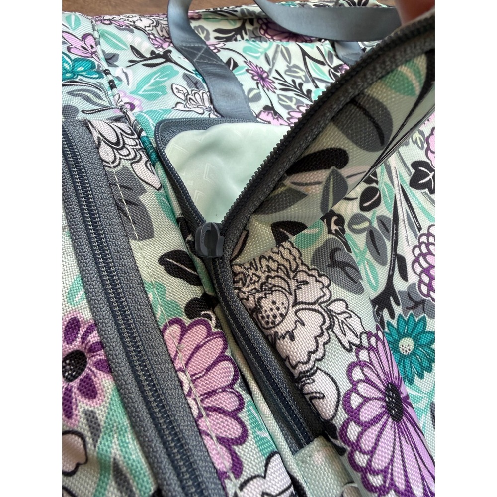 Vera Bradley Floral diaper bag Backpack Mint Purple Teal Canvas Multi-Pocket - Picture 8 of 16